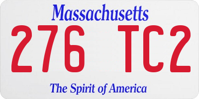 MA license plate 276TC2