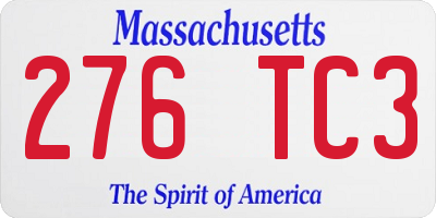 MA license plate 276TC3