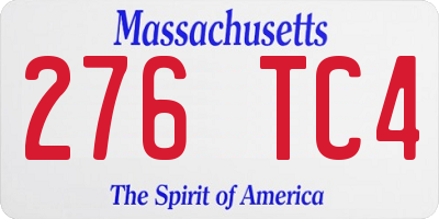 MA license plate 276TC4