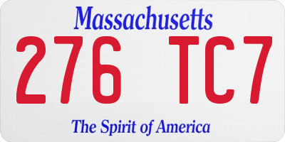 MA license plate 276TC7