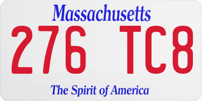 MA license plate 276TC8
