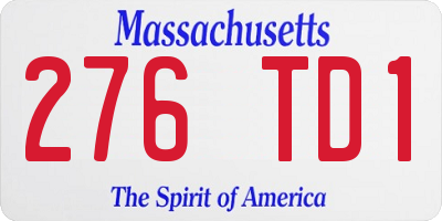 MA license plate 276TD1