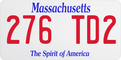 MA license plate 276TD2