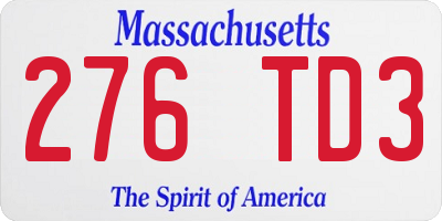 MA license plate 276TD3