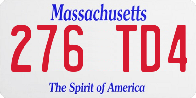 MA license plate 276TD4
