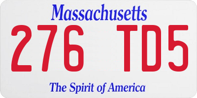 MA license plate 276TD5