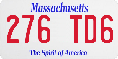 MA license plate 276TD6