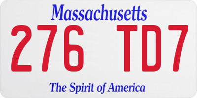 MA license plate 276TD7