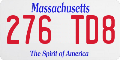 MA license plate 276TD8