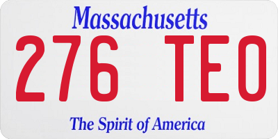 MA license plate 276TE0