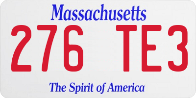 MA license plate 276TE3