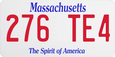 MA license plate 276TE4