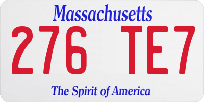 MA license plate 276TE7