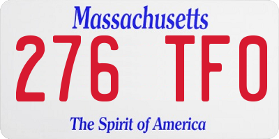 MA license plate 276TF0