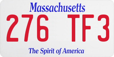 MA license plate 276TF3