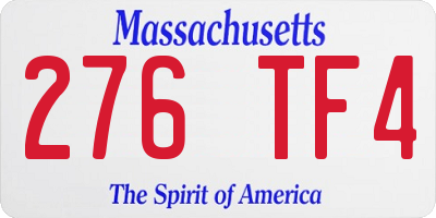 MA license plate 276TF4