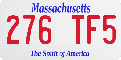 MA license plate 276TF5