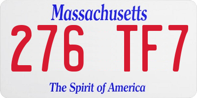 MA license plate 276TF7