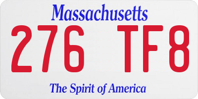 MA license plate 276TF8