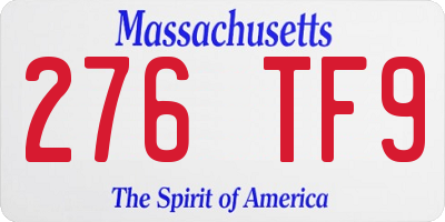 MA license plate 276TF9