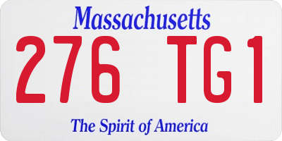 MA license plate 276TG1
