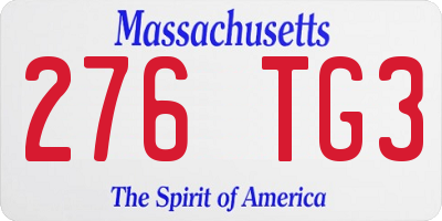 MA license plate 276TG3