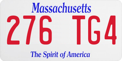 MA license plate 276TG4