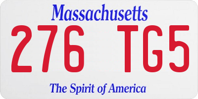 MA license plate 276TG5