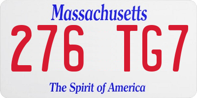 MA license plate 276TG7