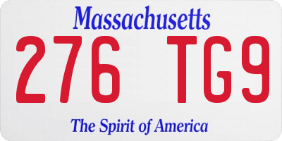 MA license plate 276TG9