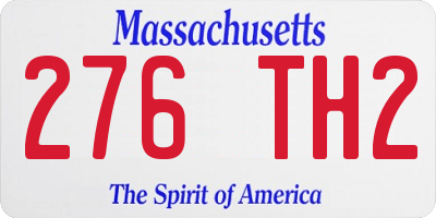 MA license plate 276TH2