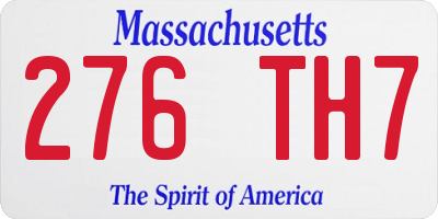 MA license plate 276TH7