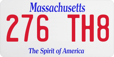 MA license plate 276TH8