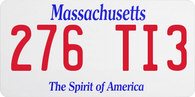 MA license plate 276TI3