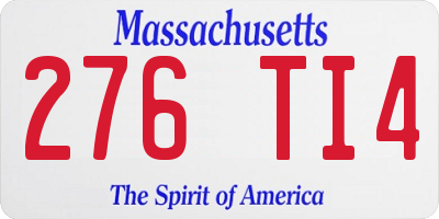 MA license plate 276TI4