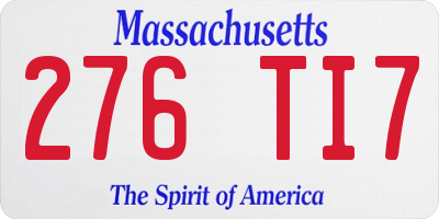 MA license plate 276TI7