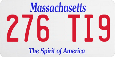 MA license plate 276TI9