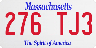 MA license plate 276TJ3