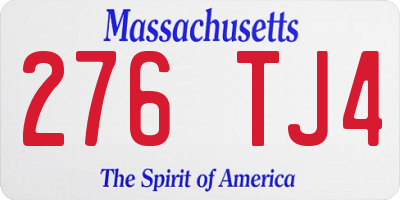 MA license plate 276TJ4