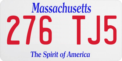 MA license plate 276TJ5
