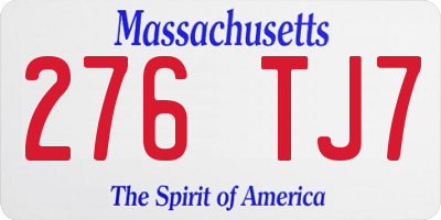 MA license plate 276TJ7