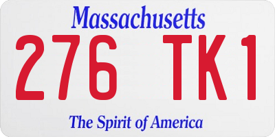 MA license plate 276TK1
