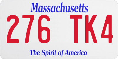 MA license plate 276TK4