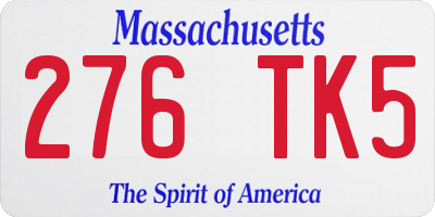 MA license plate 276TK5