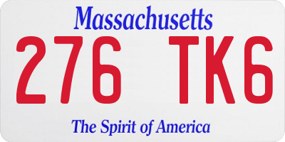 MA license plate 276TK6