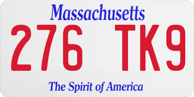 MA license plate 276TK9