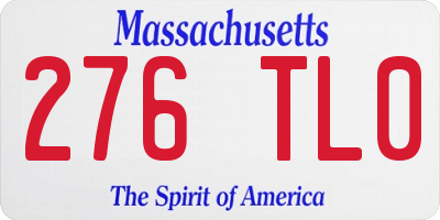 MA license plate 276TL0