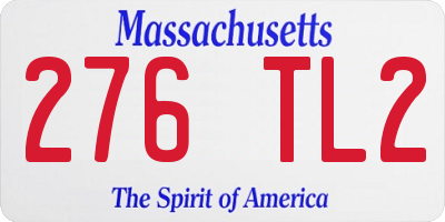 MA license plate 276TL2