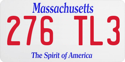 MA license plate 276TL3