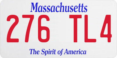 MA license plate 276TL4
